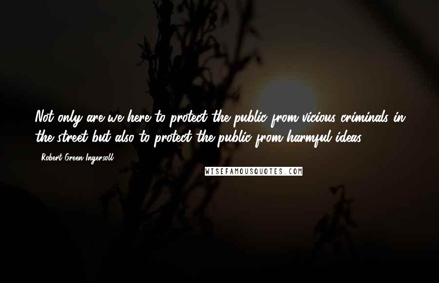 Robert Green Ingersoll Quotes: Not only are we here to protect the public from vicious criminals in the street but also to protect the public from harmful ideas.