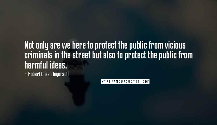 Robert Green Ingersoll Quotes: Not only are we here to protect the public from vicious criminals in the street but also to protect the public from harmful ideas.