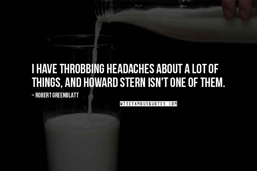 Robert Greenblatt Quotes: I have throbbing headaches about a lot of things, and Howard Stern isn't one of them.