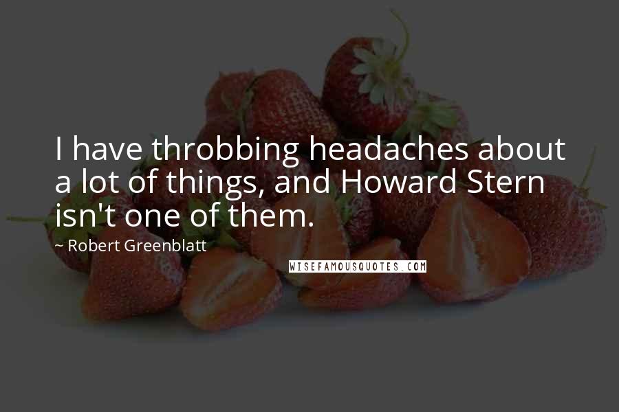 Robert Greenblatt Quotes: I have throbbing headaches about a lot of things, and Howard Stern isn't one of them.