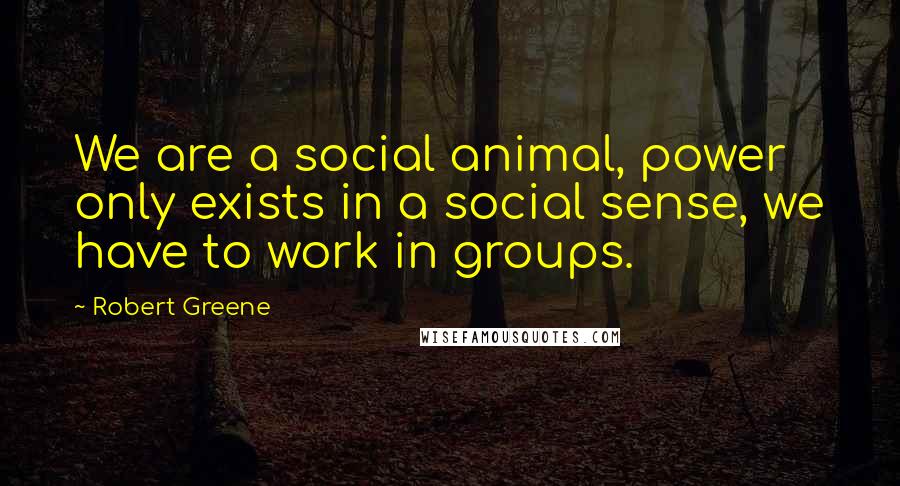 Robert Greene Quotes: We are a social animal, power only exists in a social sense, we have to work in groups.