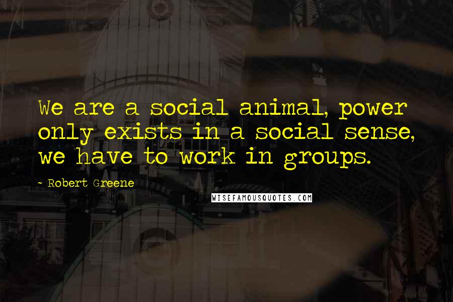 Robert Greene Quotes: We are a social animal, power only exists in a social sense, we have to work in groups.