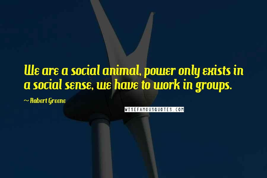 Robert Greene Quotes: We are a social animal, power only exists in a social sense, we have to work in groups.