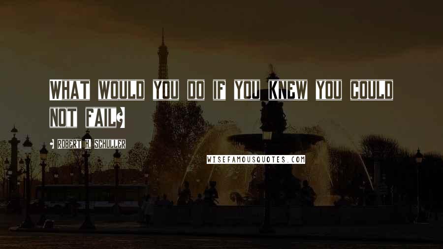 Robert H. Schuller Quotes: What would you do if you knew you could not fail?