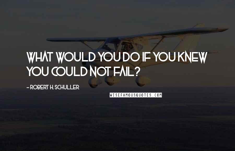 Robert H. Schuller Quotes: What would you do if you knew you could not fail?