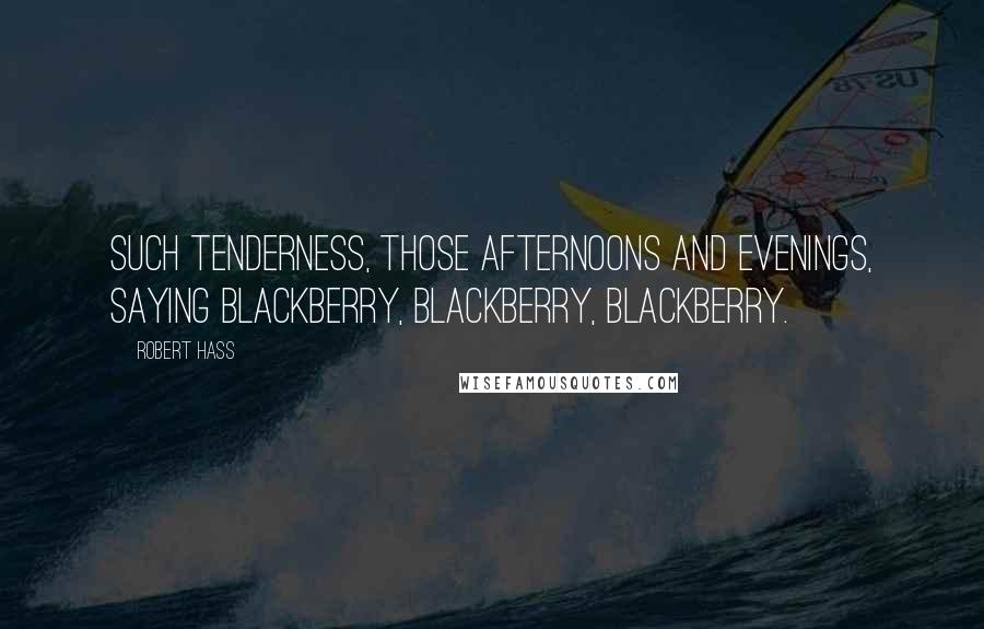Robert Hass Quotes: Such tenderness, those afternoons and evenings, saying blackberry, blackberry, blackberry.