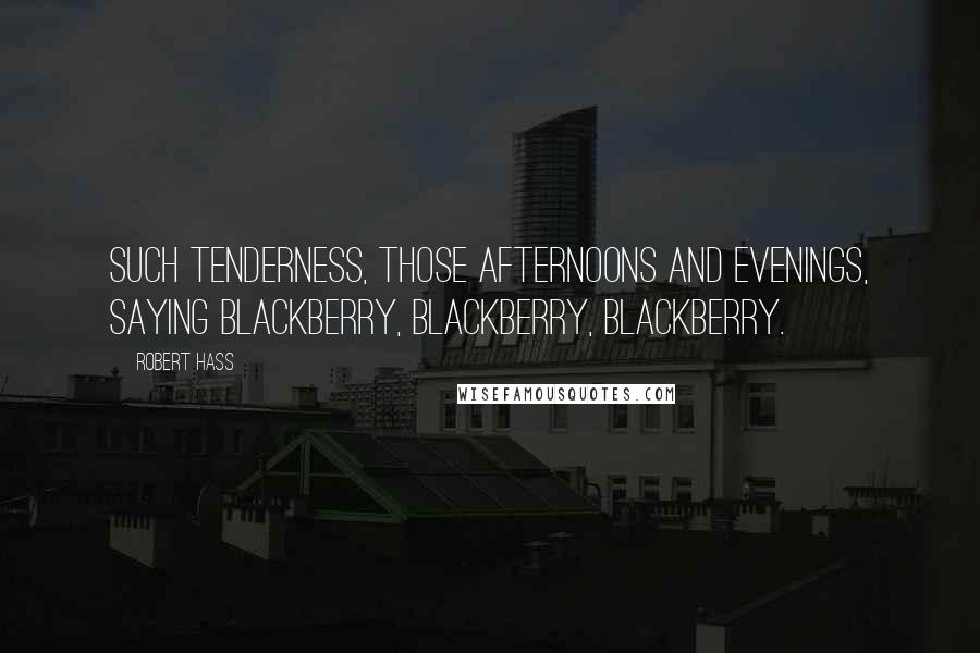 Robert Hass Quotes: Such tenderness, those afternoons and evenings, saying blackberry, blackberry, blackberry.