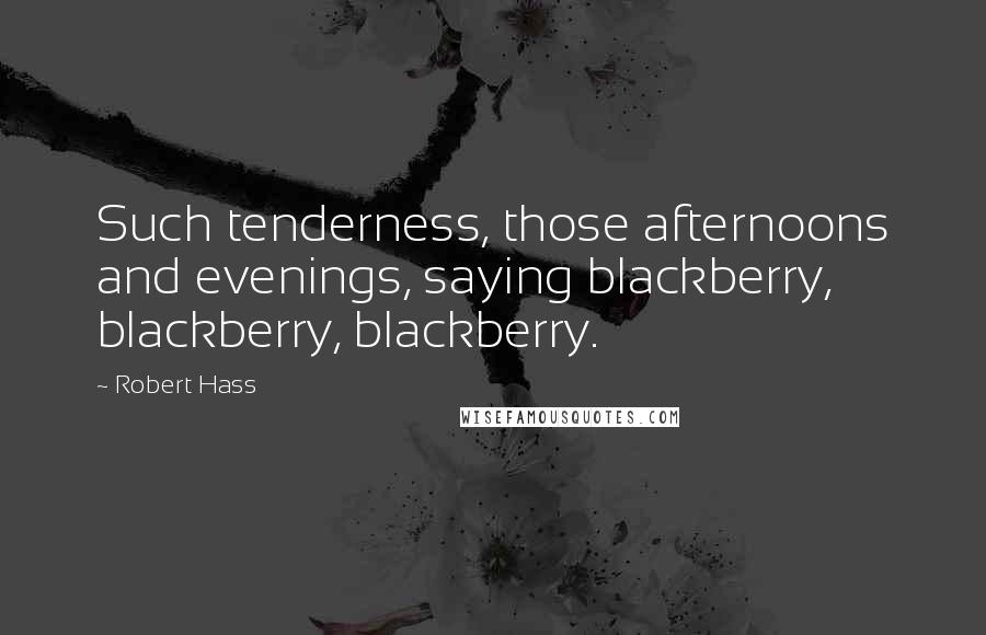 Robert Hass Quotes: Such tenderness, those afternoons and evenings, saying blackberry, blackberry, blackberry.