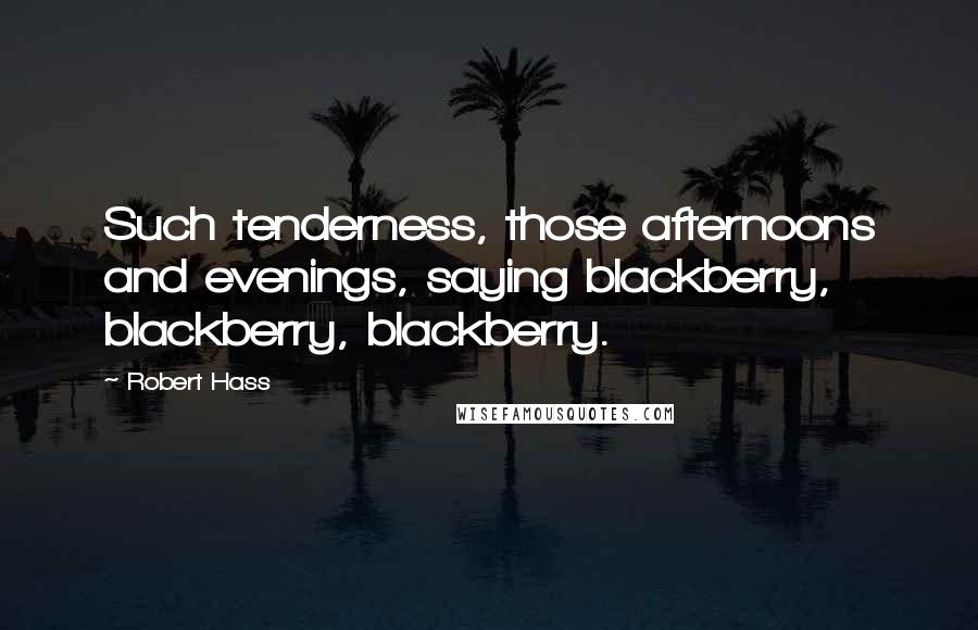 Robert Hass Quotes: Such tenderness, those afternoons and evenings, saying blackberry, blackberry, blackberry.