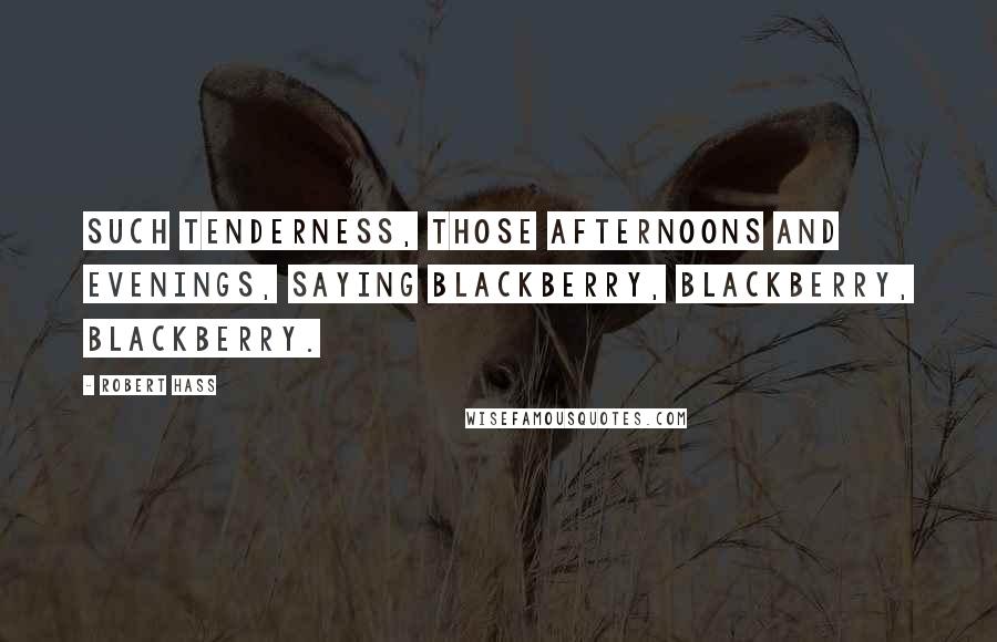 Robert Hass Quotes: Such tenderness, those afternoons and evenings, saying blackberry, blackberry, blackberry.