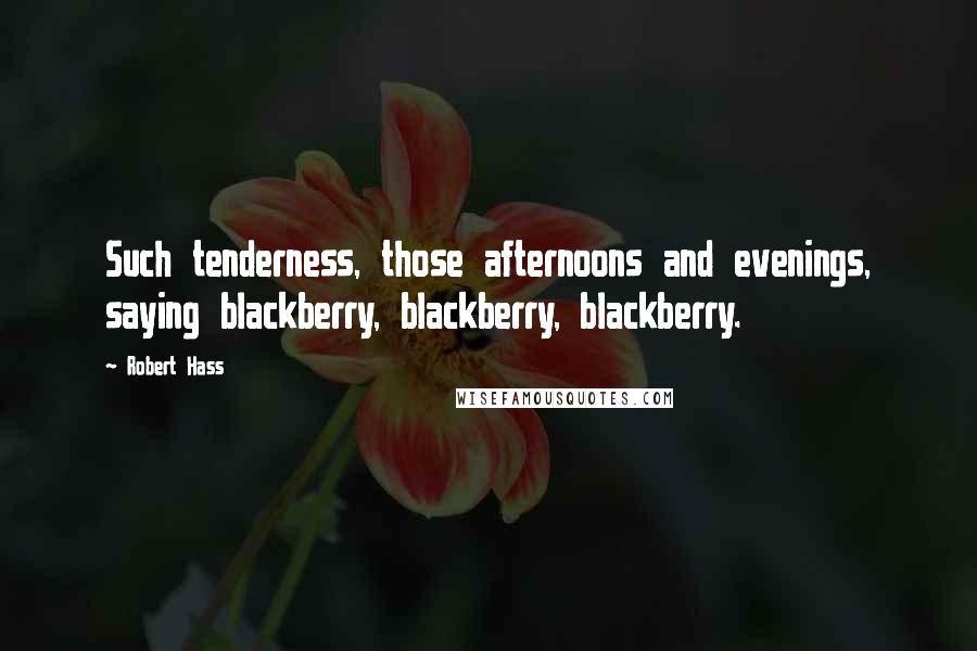 Robert Hass Quotes: Such tenderness, those afternoons and evenings, saying blackberry, blackberry, blackberry.