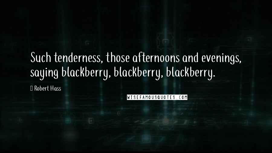 Robert Hass Quotes: Such tenderness, those afternoons and evenings, saying blackberry, blackberry, blackberry.