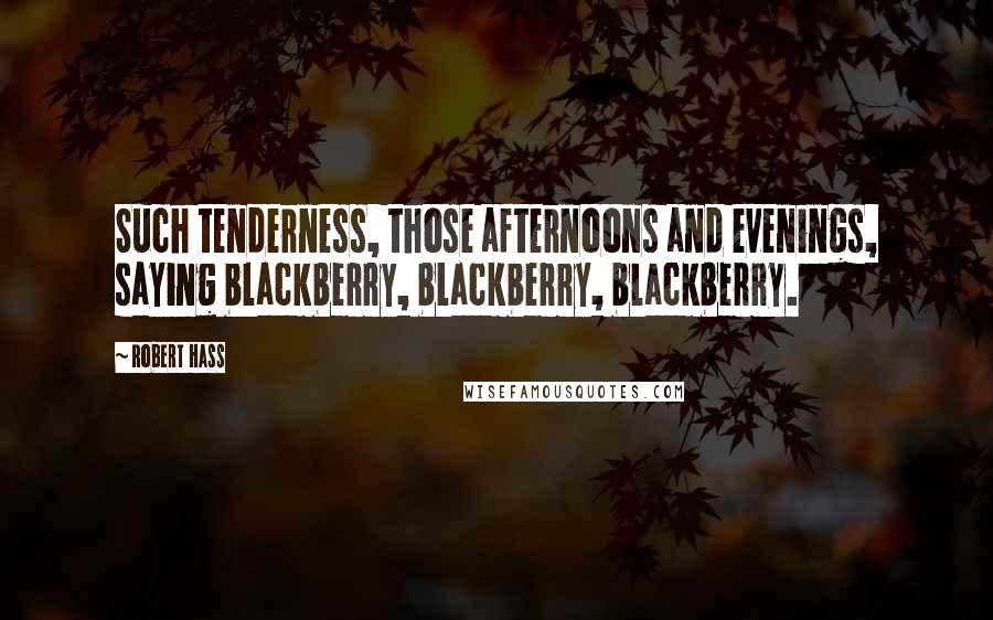 Robert Hass Quotes: Such tenderness, those afternoons and evenings, saying blackberry, blackberry, blackberry.