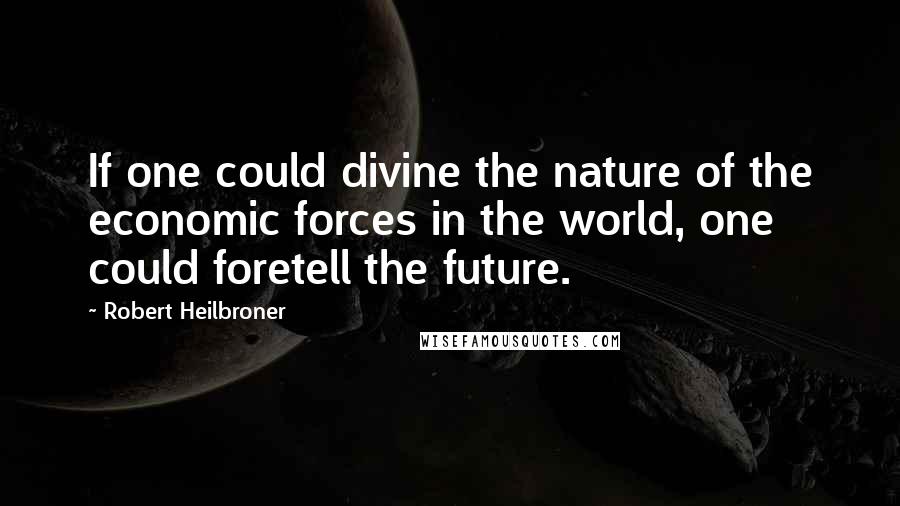 Robert Heilbroner Quotes: If one could divine the nature of the economic forces in the world, one could foretell the future.