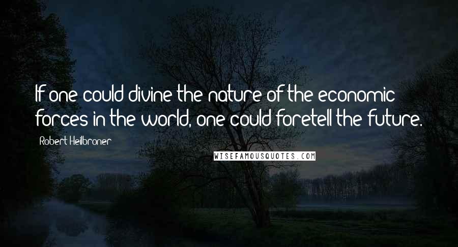 Robert Heilbroner Quotes: If one could divine the nature of the economic forces in the world, one could foretell the future.