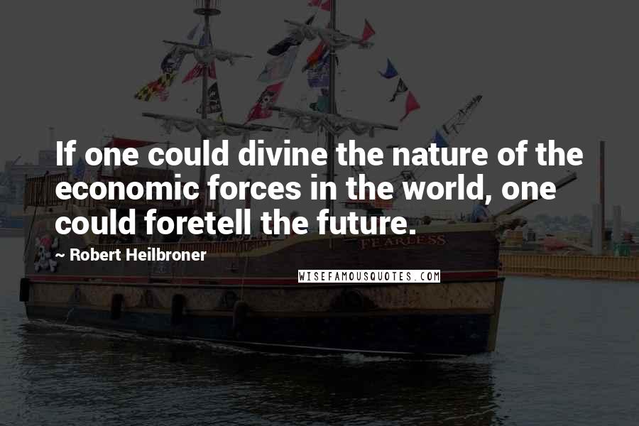 Robert Heilbroner Quotes: If one could divine the nature of the economic forces in the world, one could foretell the future.