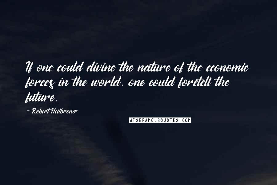 Robert Heilbroner Quotes: If one could divine the nature of the economic forces in the world, one could foretell the future.