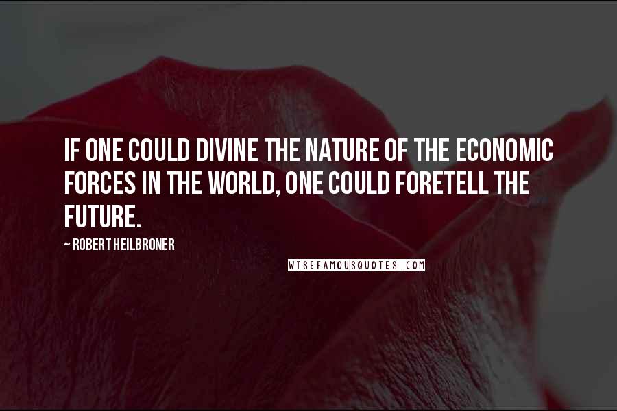 Robert Heilbroner Quotes: If one could divine the nature of the economic forces in the world, one could foretell the future.