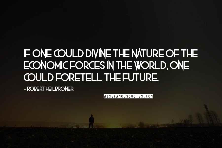 Robert Heilbroner Quotes: If one could divine the nature of the economic forces in the world, one could foretell the future.