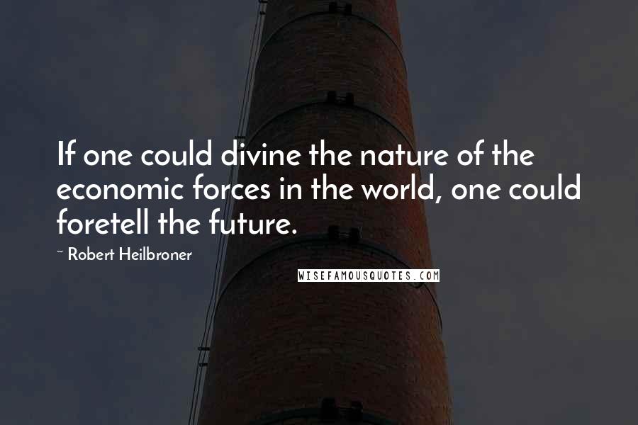 Robert Heilbroner Quotes: If one could divine the nature of the economic forces in the world, one could foretell the future.