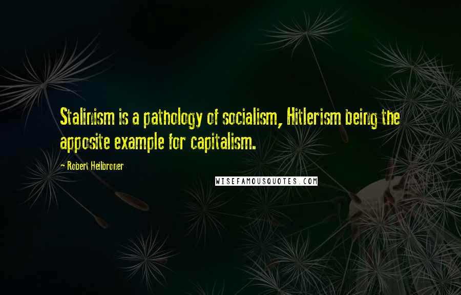Robert Heilbroner Quotes: Stalinism is a pathology of socialism, Hitlerism being the apposite example for capitalism.