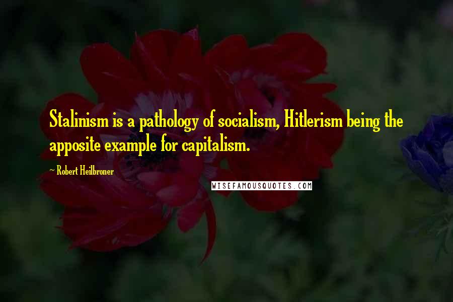 Robert Heilbroner Quotes: Stalinism is a pathology of socialism, Hitlerism being the apposite example for capitalism.