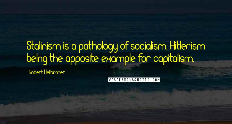 Robert Heilbroner Quotes: Stalinism is a pathology of socialism, Hitlerism being the apposite example for capitalism.