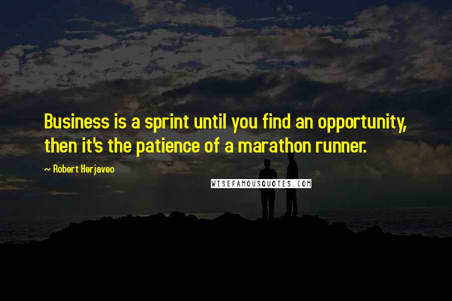 Robert Herjavec Quotes: Business is a sprint until you find an opportunity, then it's the patience of a marathon runner.