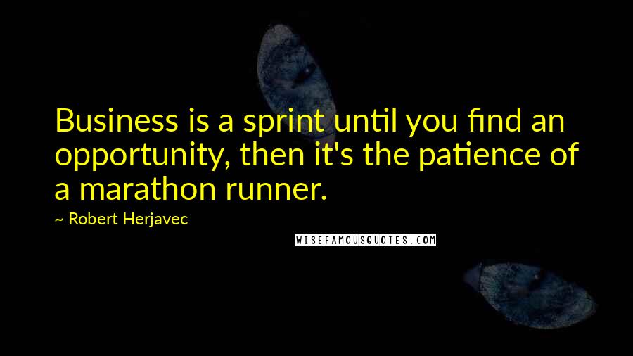 Robert Herjavec Quotes: Business is a sprint until you find an opportunity, then it's the patience of a marathon runner.