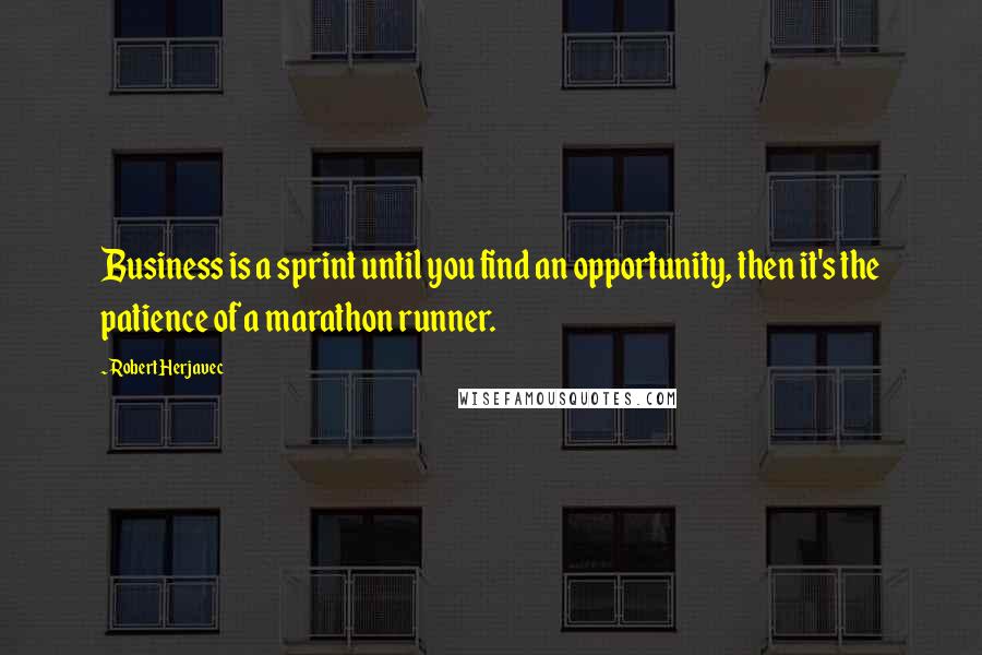 Robert Herjavec Quotes: Business is a sprint until you find an opportunity, then it's the patience of a marathon runner.