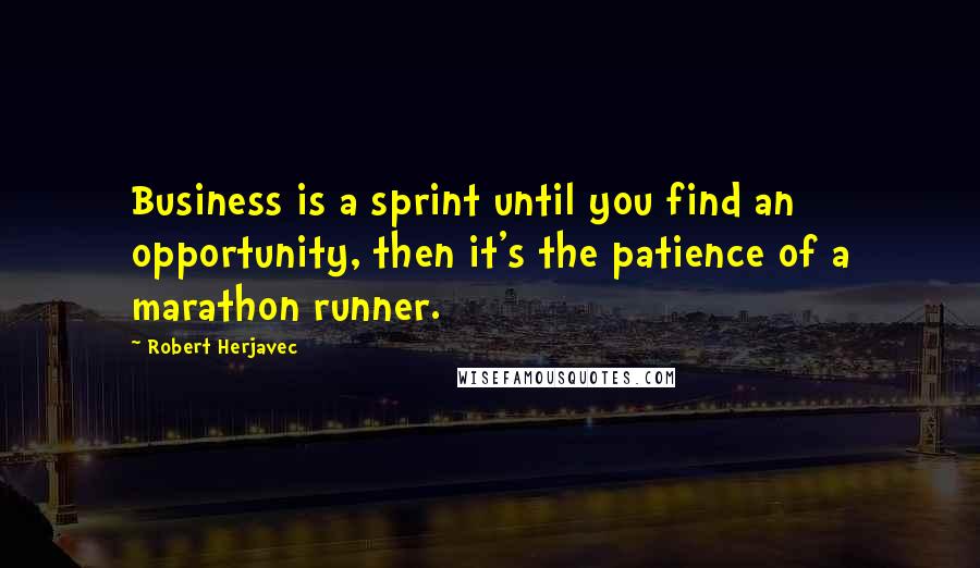 Robert Herjavec Quotes: Business is a sprint until you find an opportunity, then it's the patience of a marathon runner.