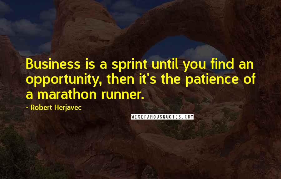 Robert Herjavec Quotes: Business is a sprint until you find an opportunity, then it's the patience of a marathon runner.