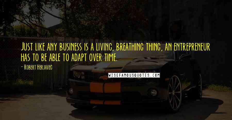 Robert Herjavec Quotes: Just like any business is a living, breathing thing, an entrepreneur has to be able to adapt over time.
