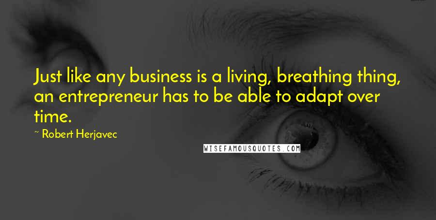 Robert Herjavec Quotes: Just like any business is a living, breathing thing, an entrepreneur has to be able to adapt over time.