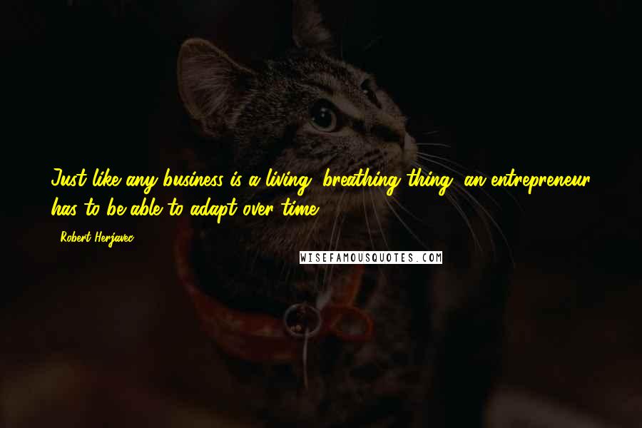Robert Herjavec Quotes: Just like any business is a living, breathing thing, an entrepreneur has to be able to adapt over time.