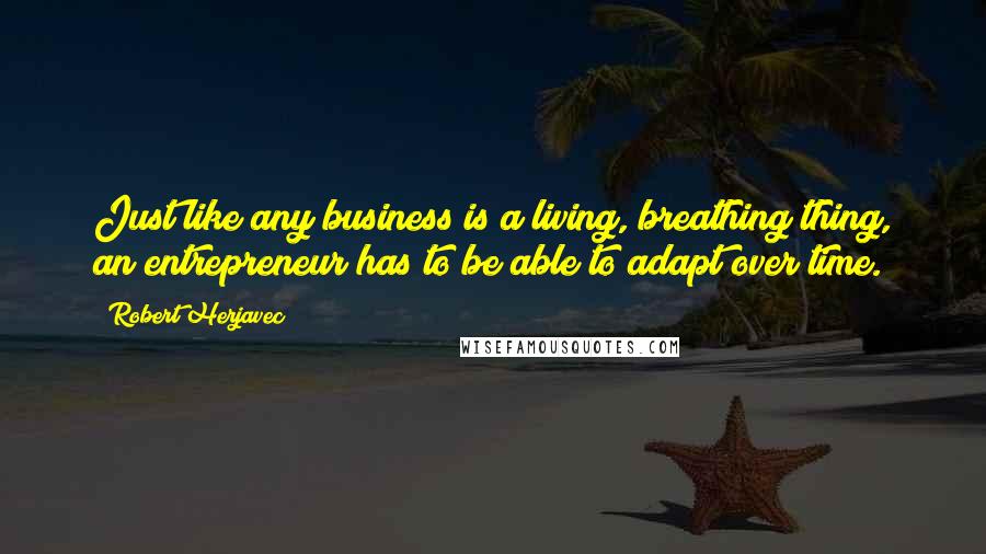 Robert Herjavec Quotes: Just like any business is a living, breathing thing, an entrepreneur has to be able to adapt over time.