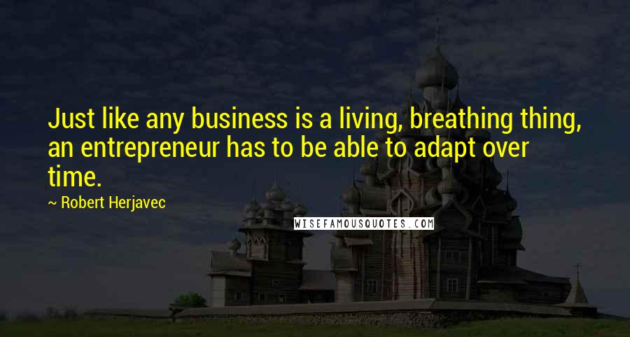 Robert Herjavec Quotes: Just like any business is a living, breathing thing, an entrepreneur has to be able to adapt over time.