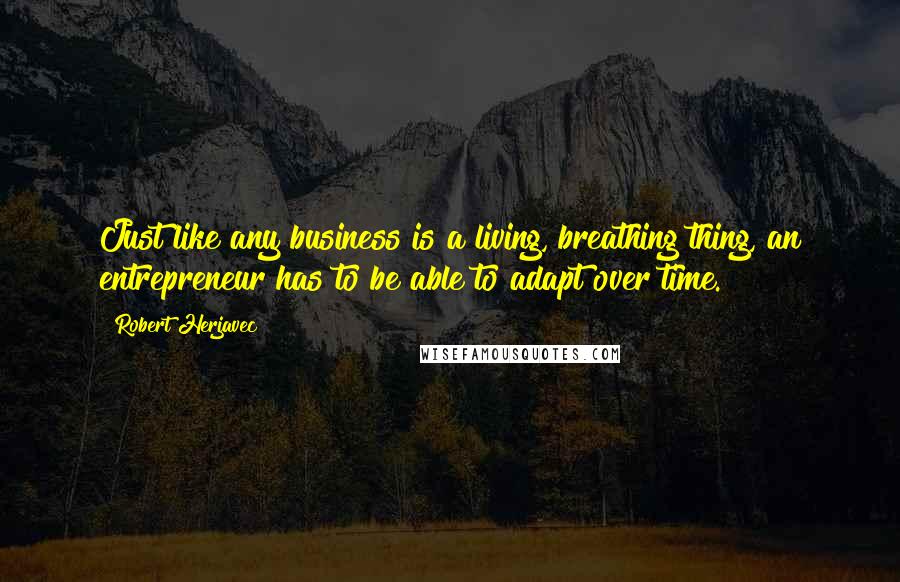 Robert Herjavec Quotes: Just like any business is a living, breathing thing, an entrepreneur has to be able to adapt over time.