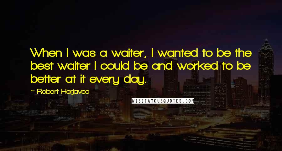 Robert Herjavec Quotes: When I was a waiter, I wanted to be the best waiter I could be and worked to be better at it every day.
