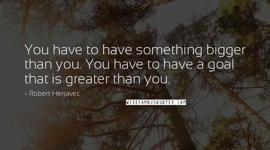 Robert Herjavec Quotes: You have to have something bigger than you. You have to have a goal that is greater than you.