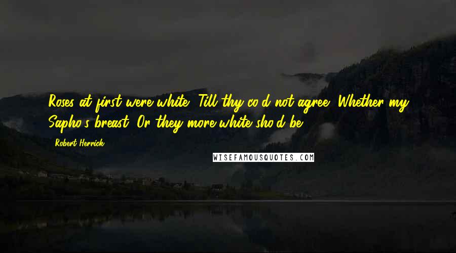 Robert Herrick Quotes: Roses at first were white, Till thy co'd not agree, Whether my Sapho's breast, Or they more white sho'd be.