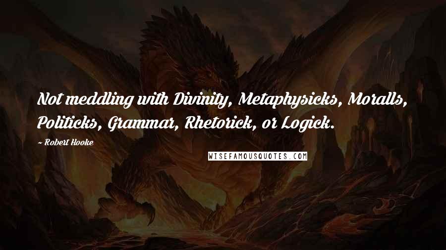 Robert Hooke Quotes: Not meddling with Divinity, Metaphysicks, Moralls, Politicks, Grammar, Rhetorick, or Logick.