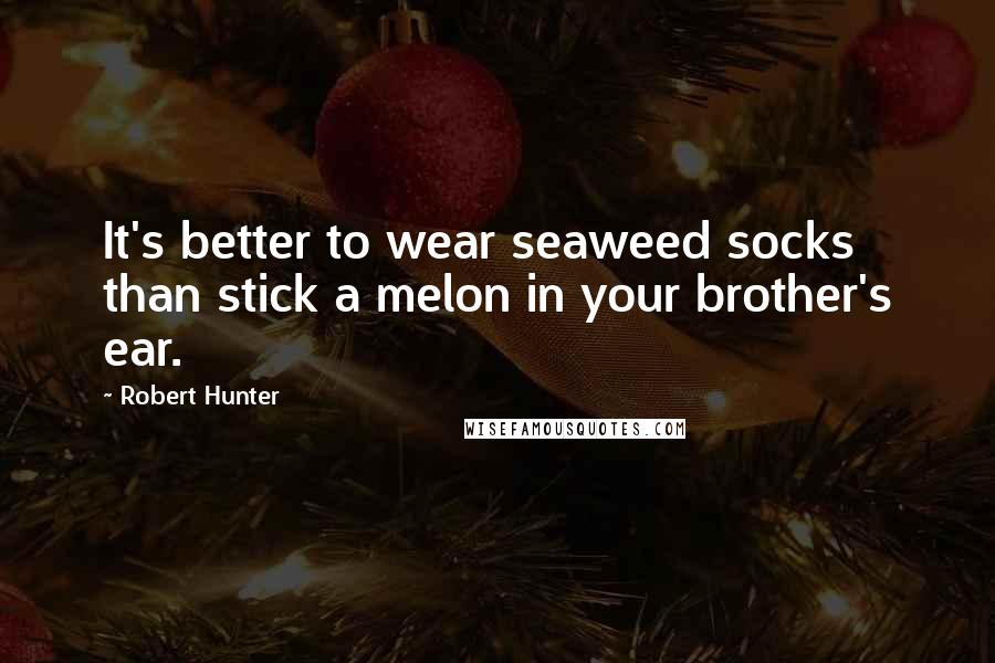 Robert Hunter Quotes: It's better to wear seaweed socks than stick a melon in your brother's ear.