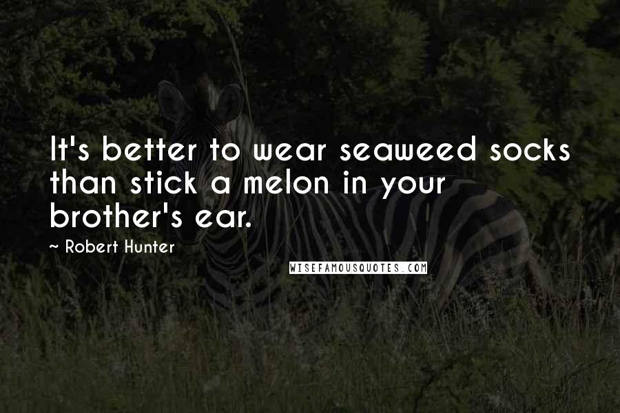 Robert Hunter Quotes: It's better to wear seaweed socks than stick a melon in your brother's ear.