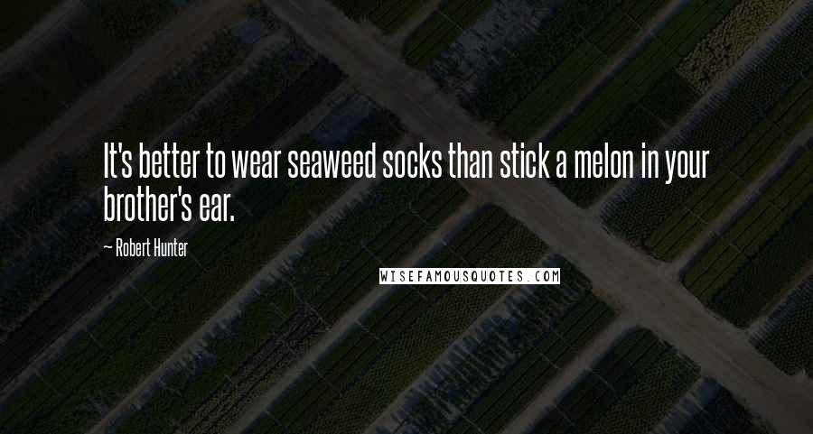 Robert Hunter Quotes: It's better to wear seaweed socks than stick a melon in your brother's ear.