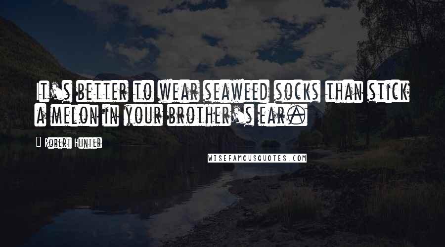 Robert Hunter Quotes: It's better to wear seaweed socks than stick a melon in your brother's ear.