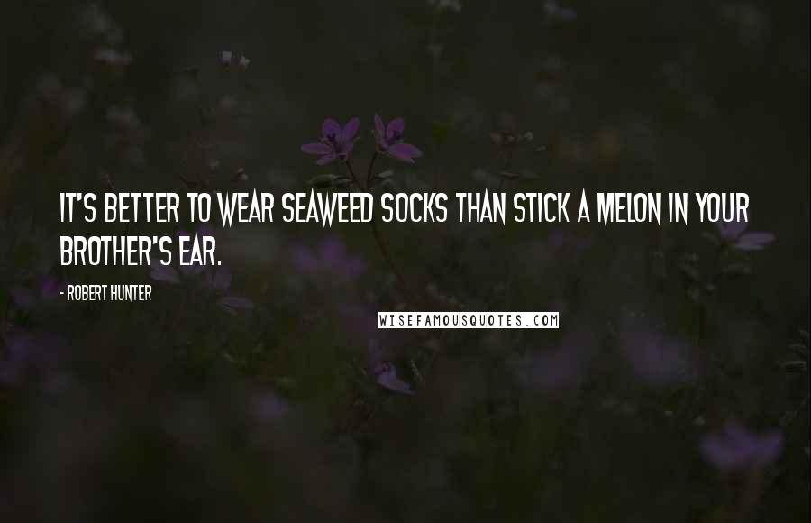 Robert Hunter Quotes: It's better to wear seaweed socks than stick a melon in your brother's ear.