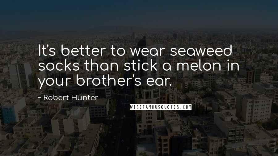 Robert Hunter Quotes: It's better to wear seaweed socks than stick a melon in your brother's ear.