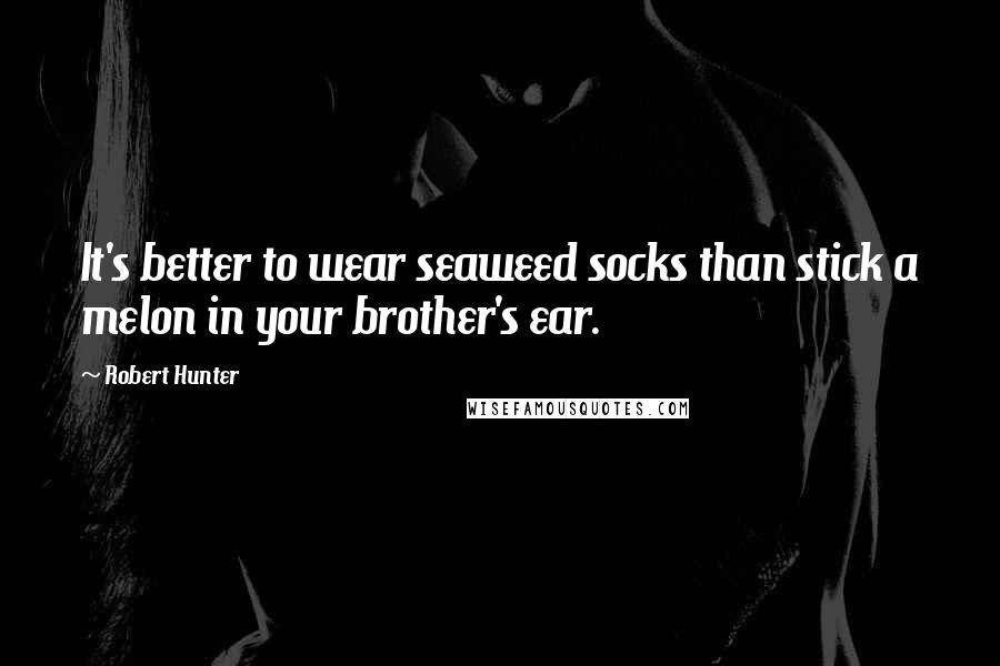 Robert Hunter Quotes: It's better to wear seaweed socks than stick a melon in your brother's ear.