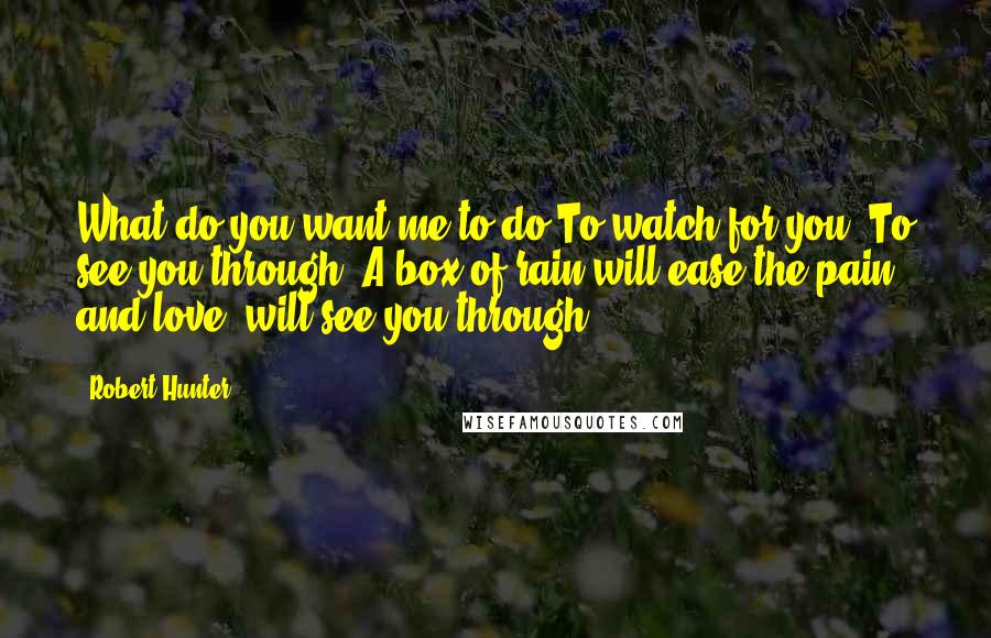 Robert Hunter Quotes: What do you want me to do,To watch for you, To see you through? A box of rain will ease the pain, and love, will see you through.